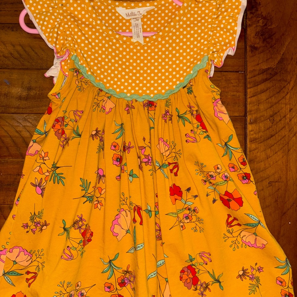 Matilda Jane Yellow Polka Dot Dress with Floral Accents